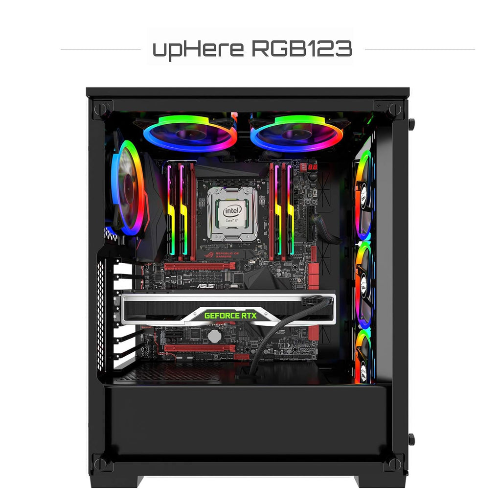 Uphere RGB LED Gehäuselüfter 120Mm High Airflow Lüfter Mit Controller Und Hub, 5Er-Pack (RGB123-5), Desktop
