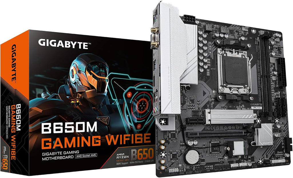 GIGABYTE B650M Gaming WIFI6E Mainboard - AMD Ryzen 9000 Serie Cpus, 5+2+2 Phasen VRM, Bis Zu 6400 Mhz DDR5 (OC), 1Xpcie 4.0 M.2, 2,5 Gbe LAN, Wifi 6E, USB 3.2 Gen 1
